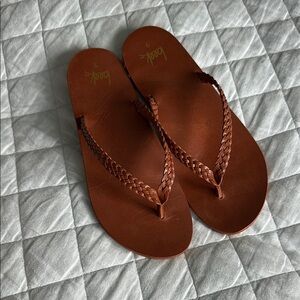 Beek Tan Leather Sandals with Braided Straps, brand new, no flaws, size 9